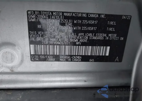 2022 Toyota Rav4 Xle from USA, damaged, VIN 2T3P1RFV6NW267651